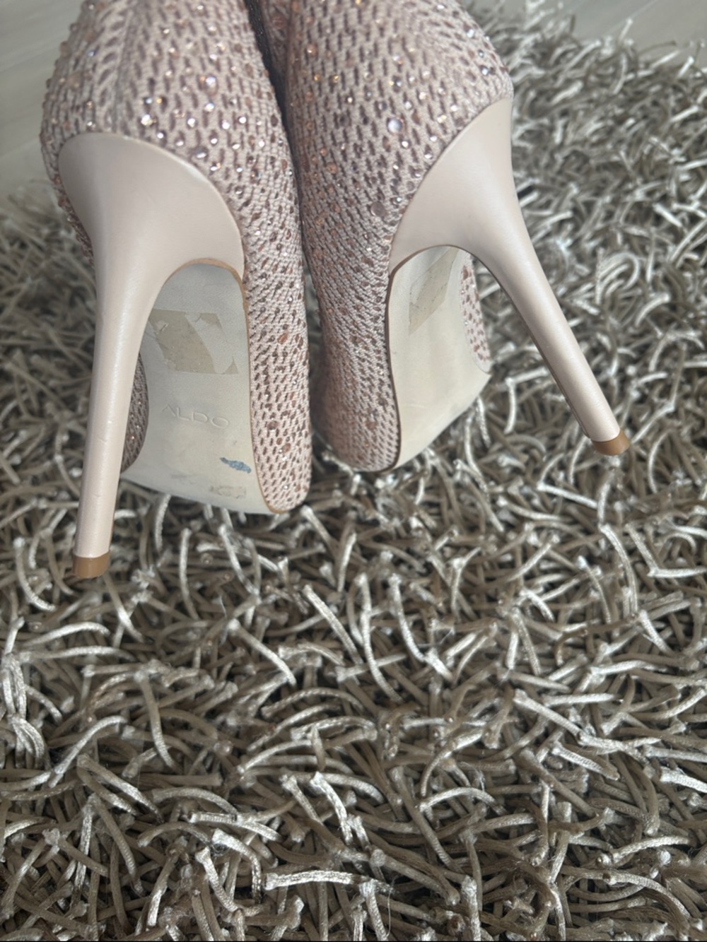 Aldo Beige Knit Peep-Toe Stiletto Booties - Picture 2 of 7